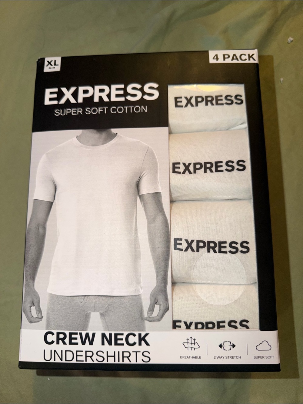 Express Men’s Crew Neck Undershirts - White (4-Pack)